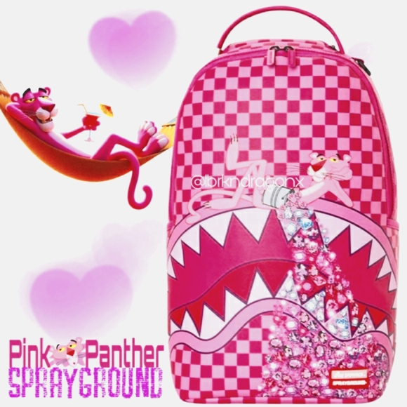 Sprayground Handbags - NWT Waterproof Pink Panther Backpack Back to School Diamond Crusted Hot Pink Bag